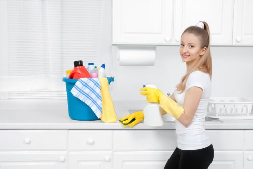 Carpet cleaners in Enfield preparing a safe cleaning setup